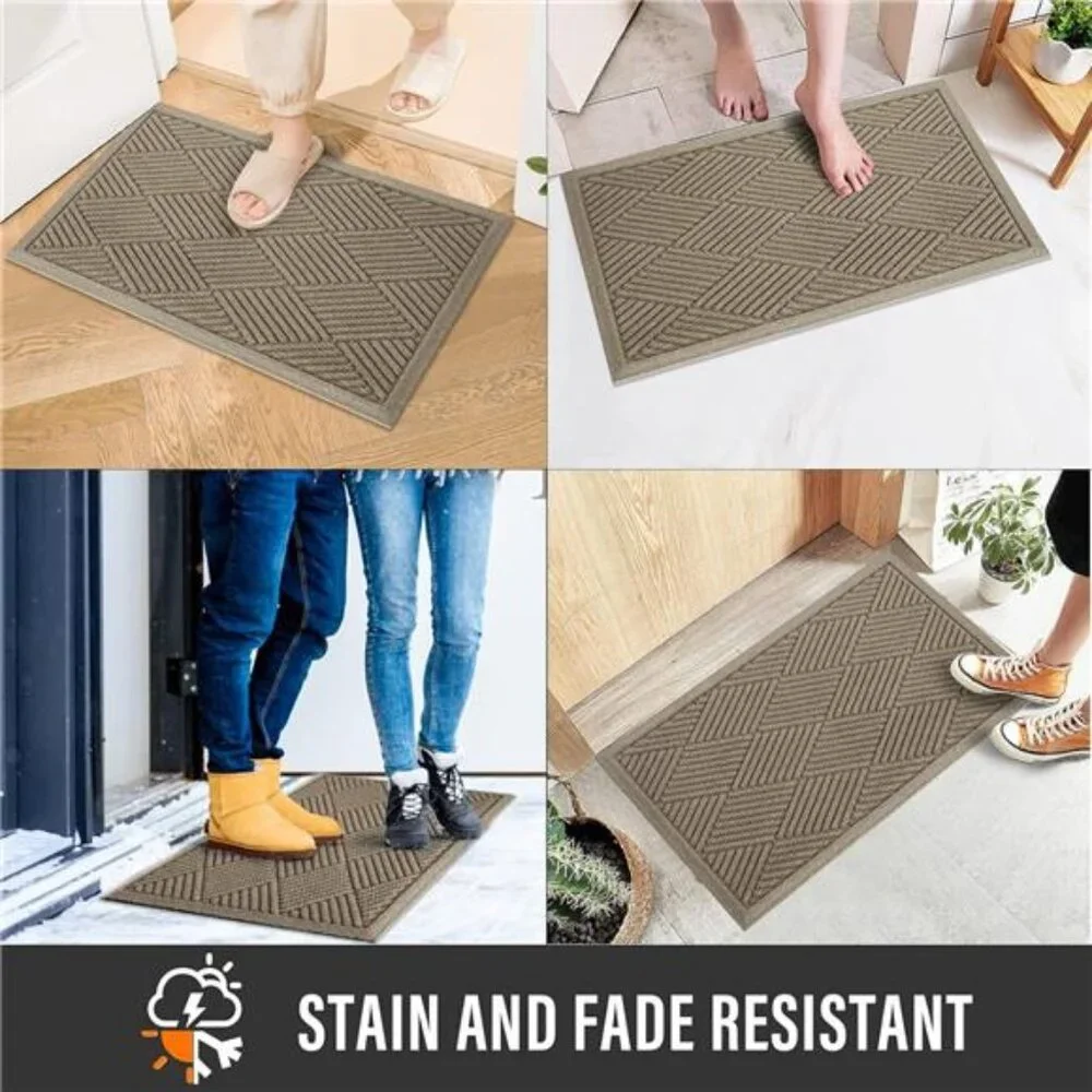 Sturdy Front Door Mat, Absorbent Muddy Dirt Resist Welcome Door Mats Outdoor
